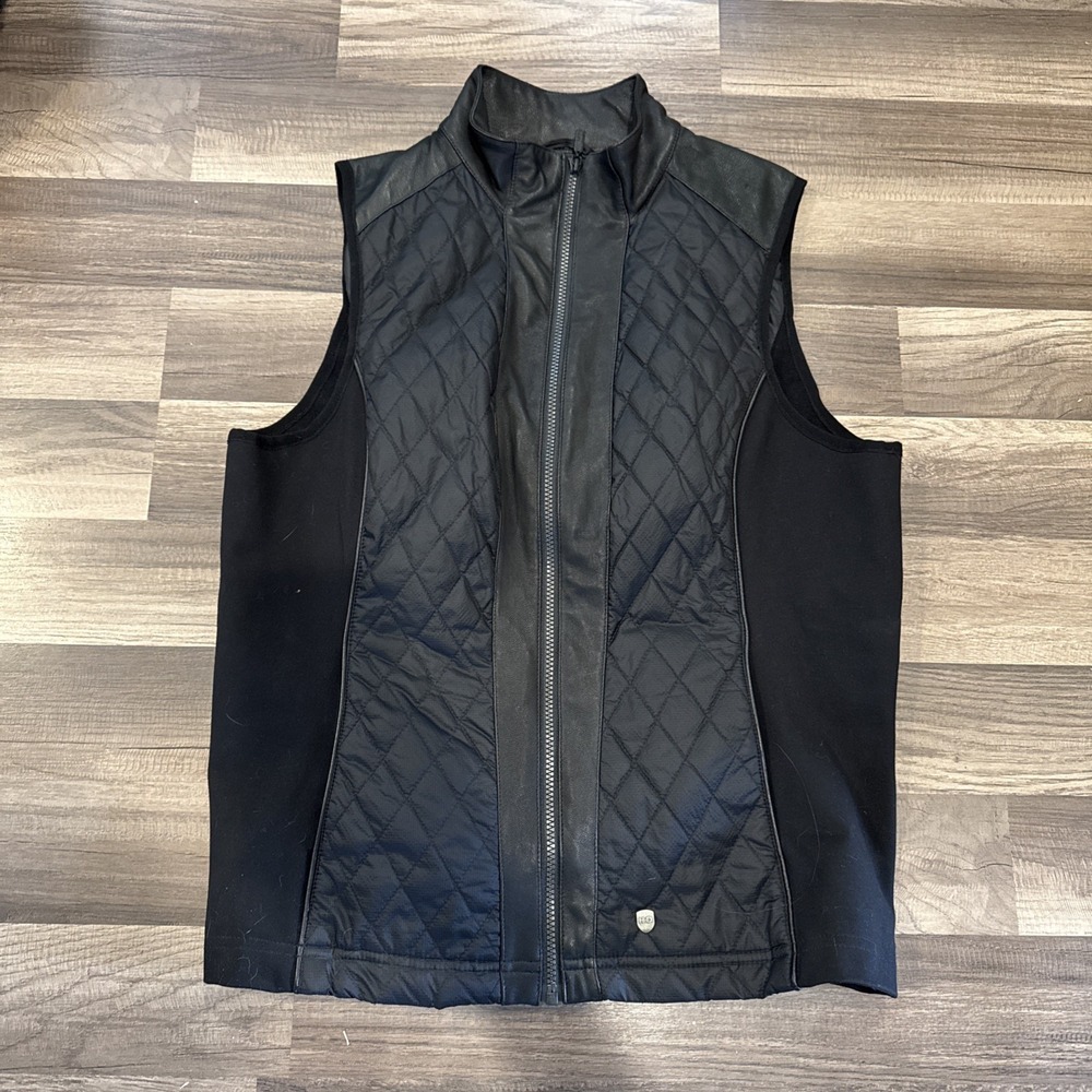 Harley Davidson Women's Quilted Vest Black Genuine Zip Up Sleeveless Sz XL